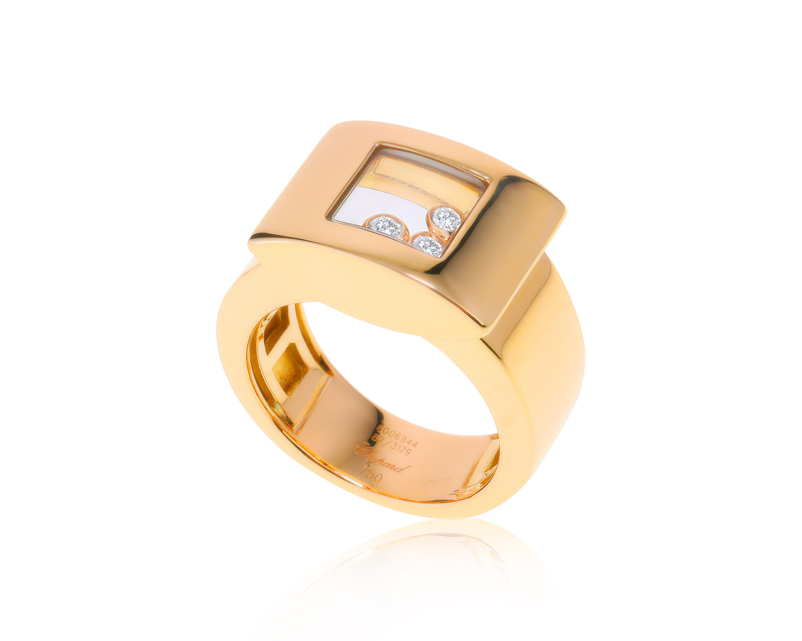 Оригинальное золотое кольцо Chopard Happy Diamonds