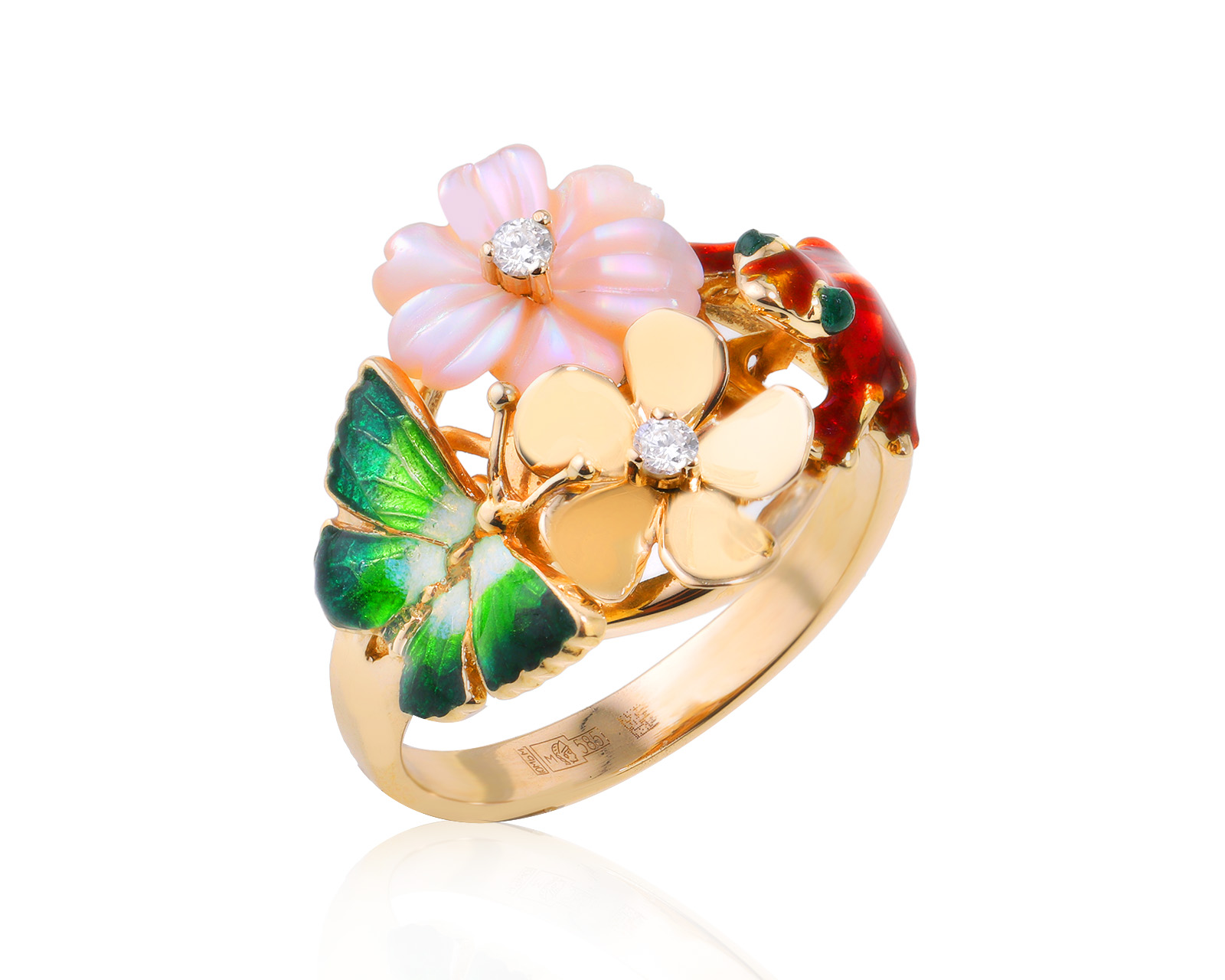 Оригинальное золотое кольцо с эмалью Roberto Bravo