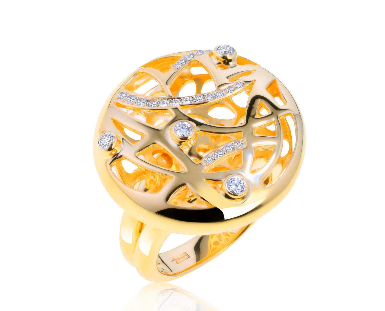Превосходное золотое кольцо с бриллиантами 0.28ct
