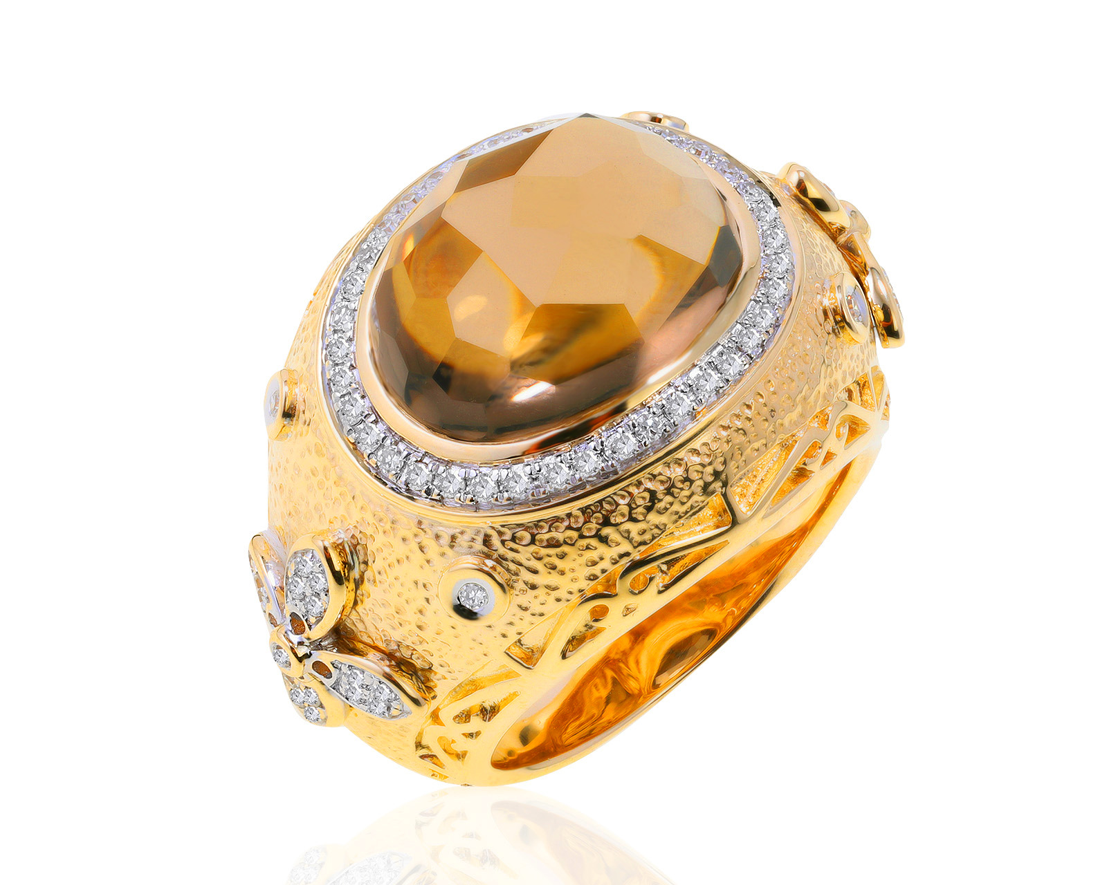 Волшебное золотое кольцо с раухтопазом 7.52ct