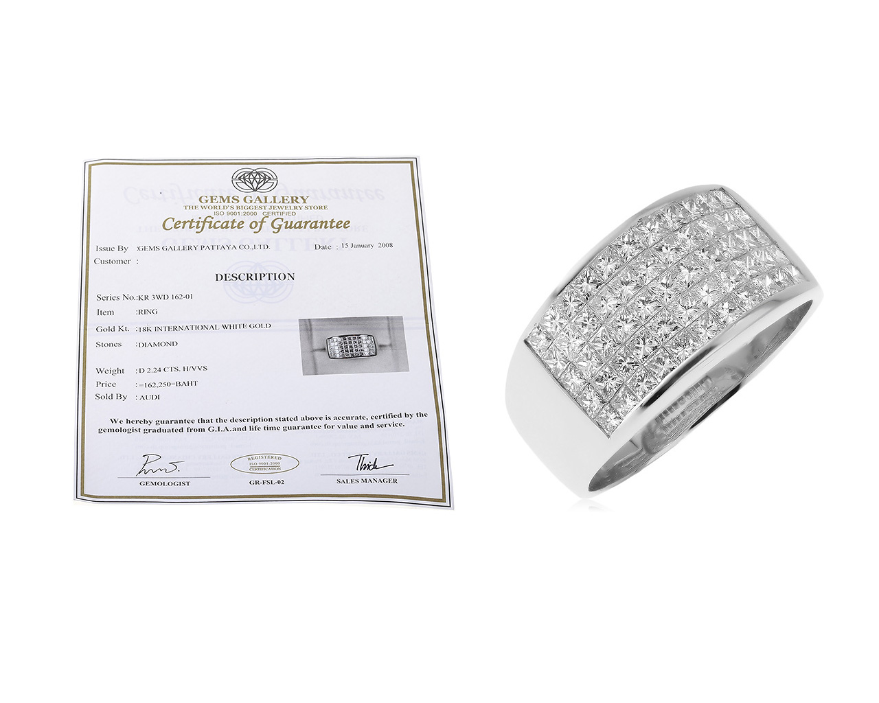 Притягательное золотое кольцо с бриллиантами 2.24ct