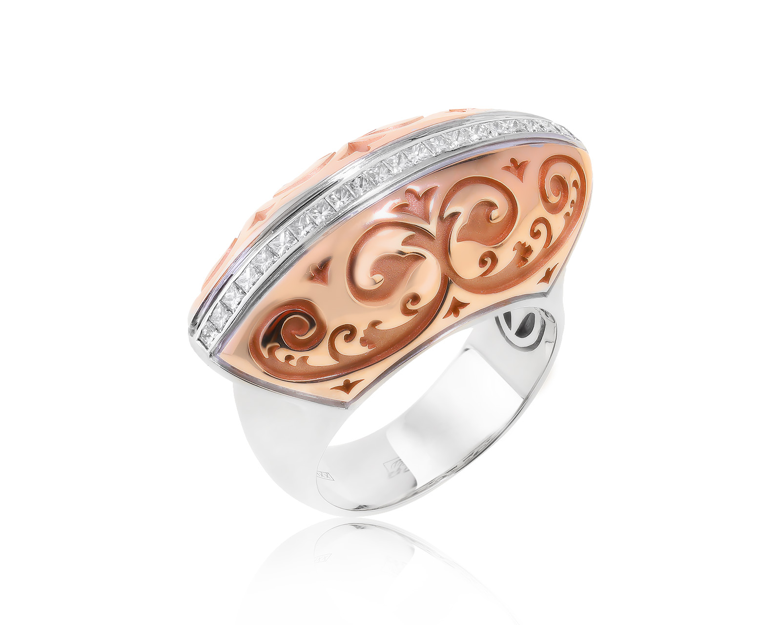 Стильное золотое кольцо с бриллиантами 0.55ct