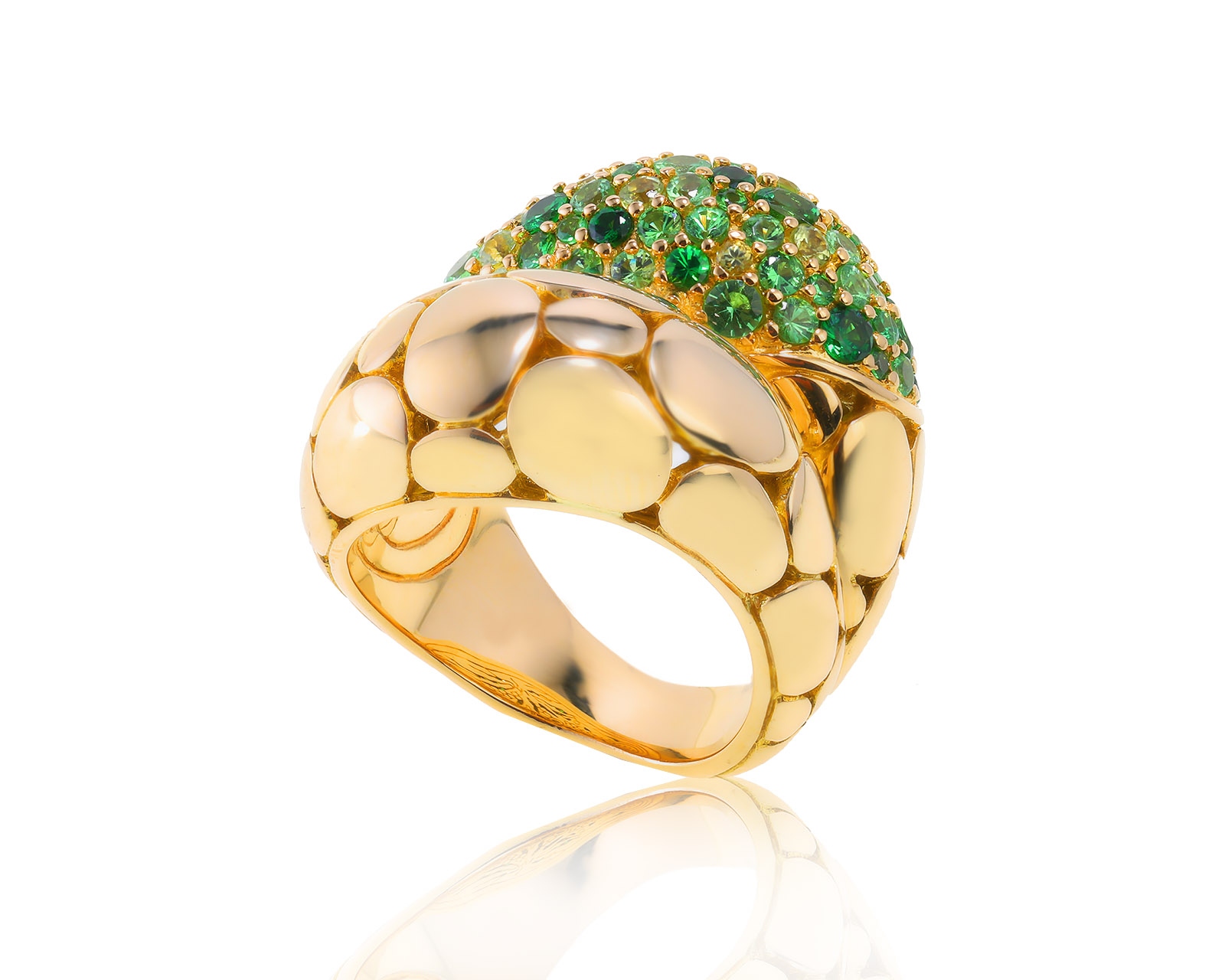 Оригинальное золотое кольцо с тсаворитами 4.35ct John Hardy