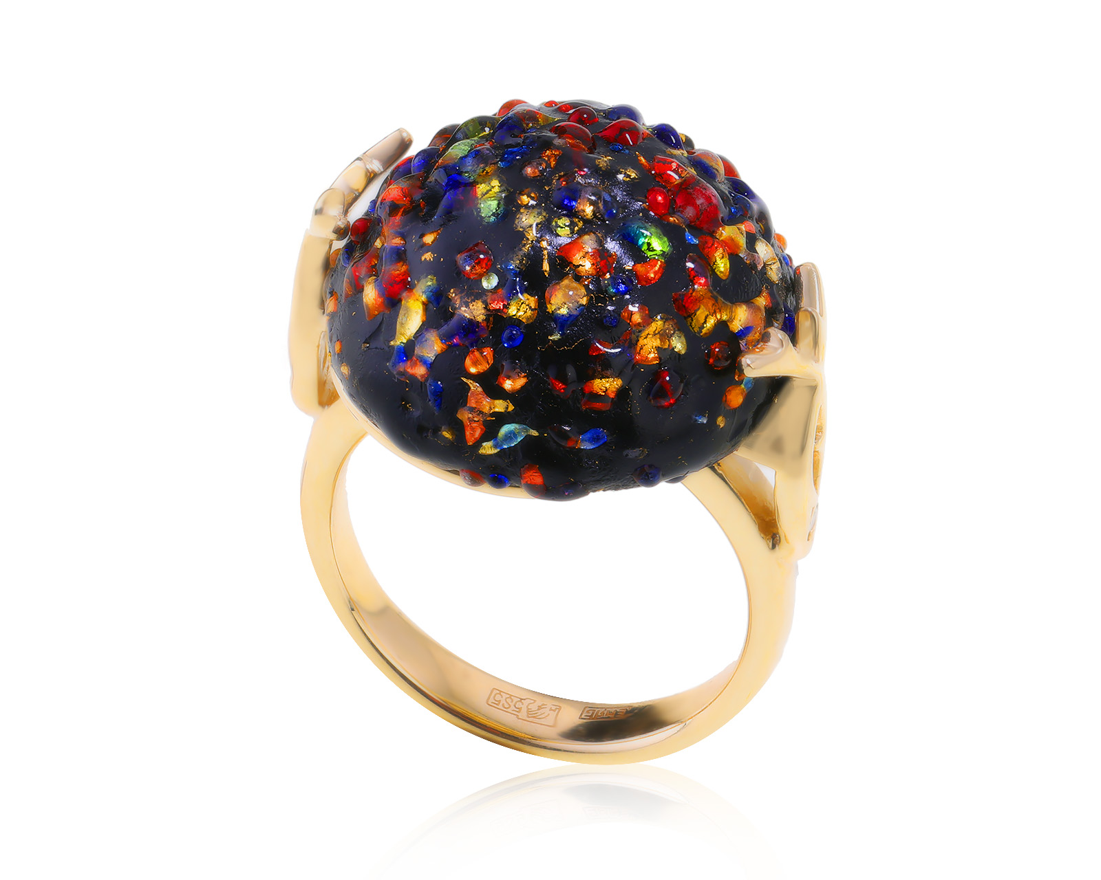 Золотое кольцо с цветным ювелирным стеклом 25.00ct