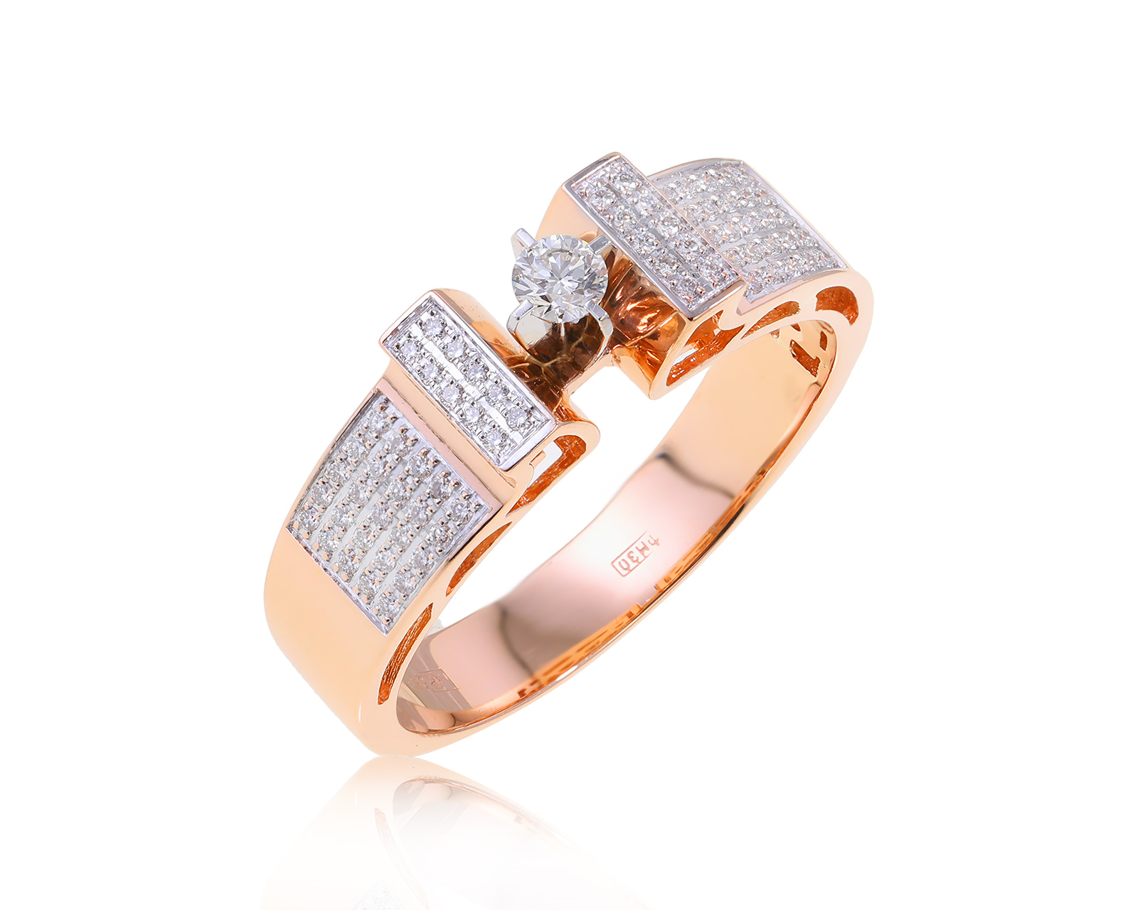 Золотое кольцо с бриллиантами 0.42ct