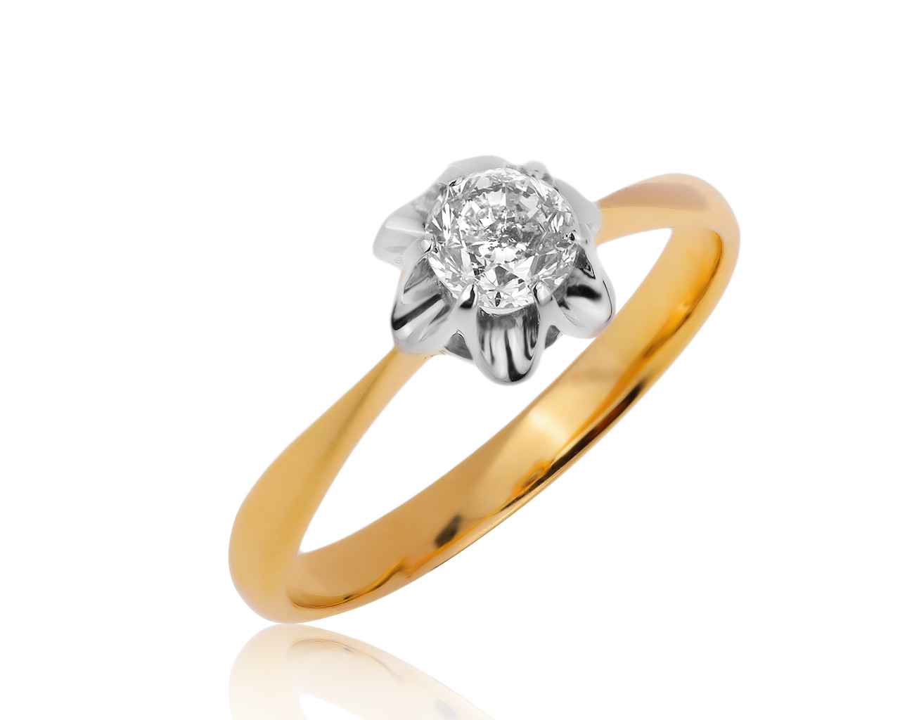 Нарядное золотое кольцо с бриллиантом 0.52ct 180620/5