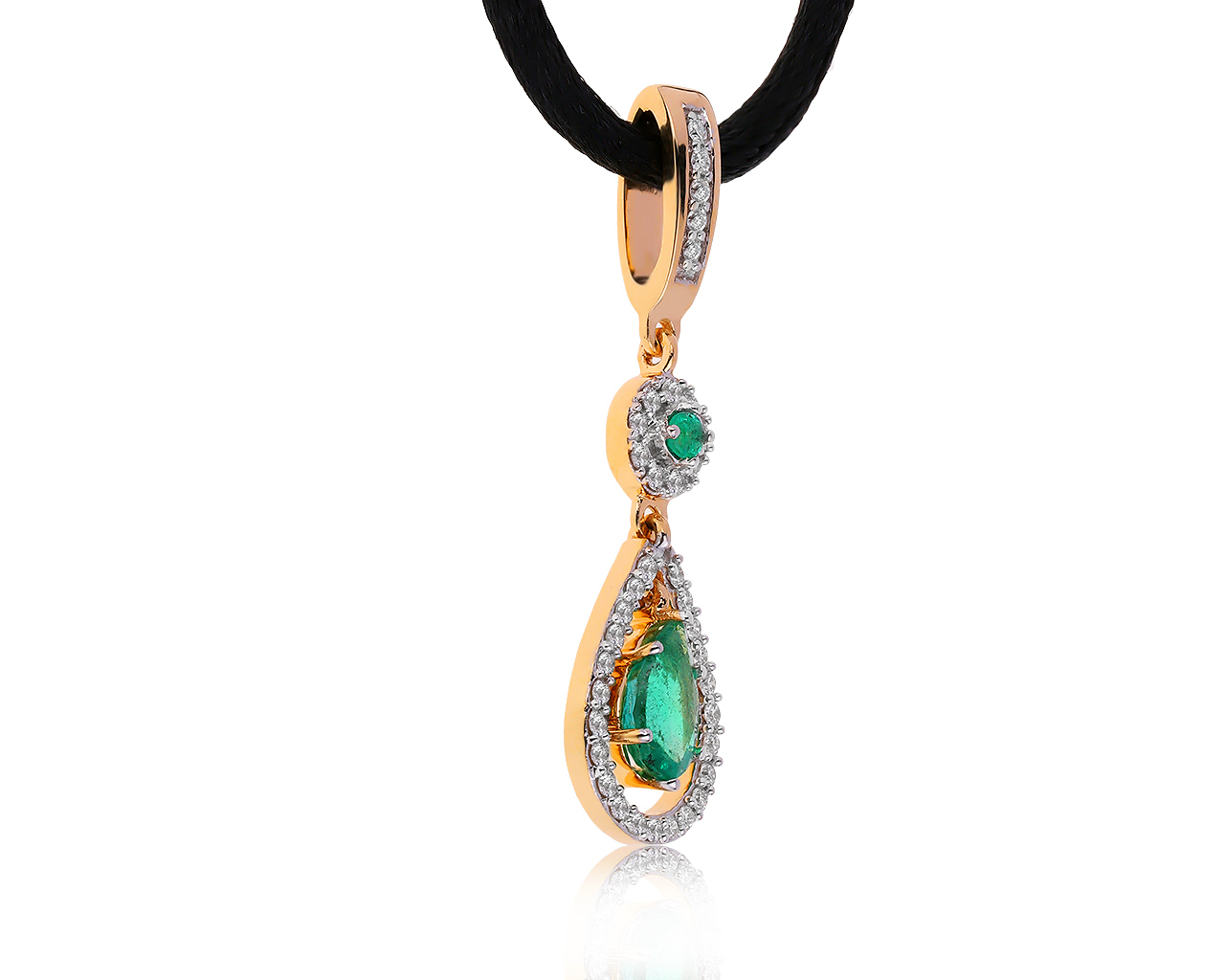 Потрясающий золотой кулон с изумрудами 0.63ct