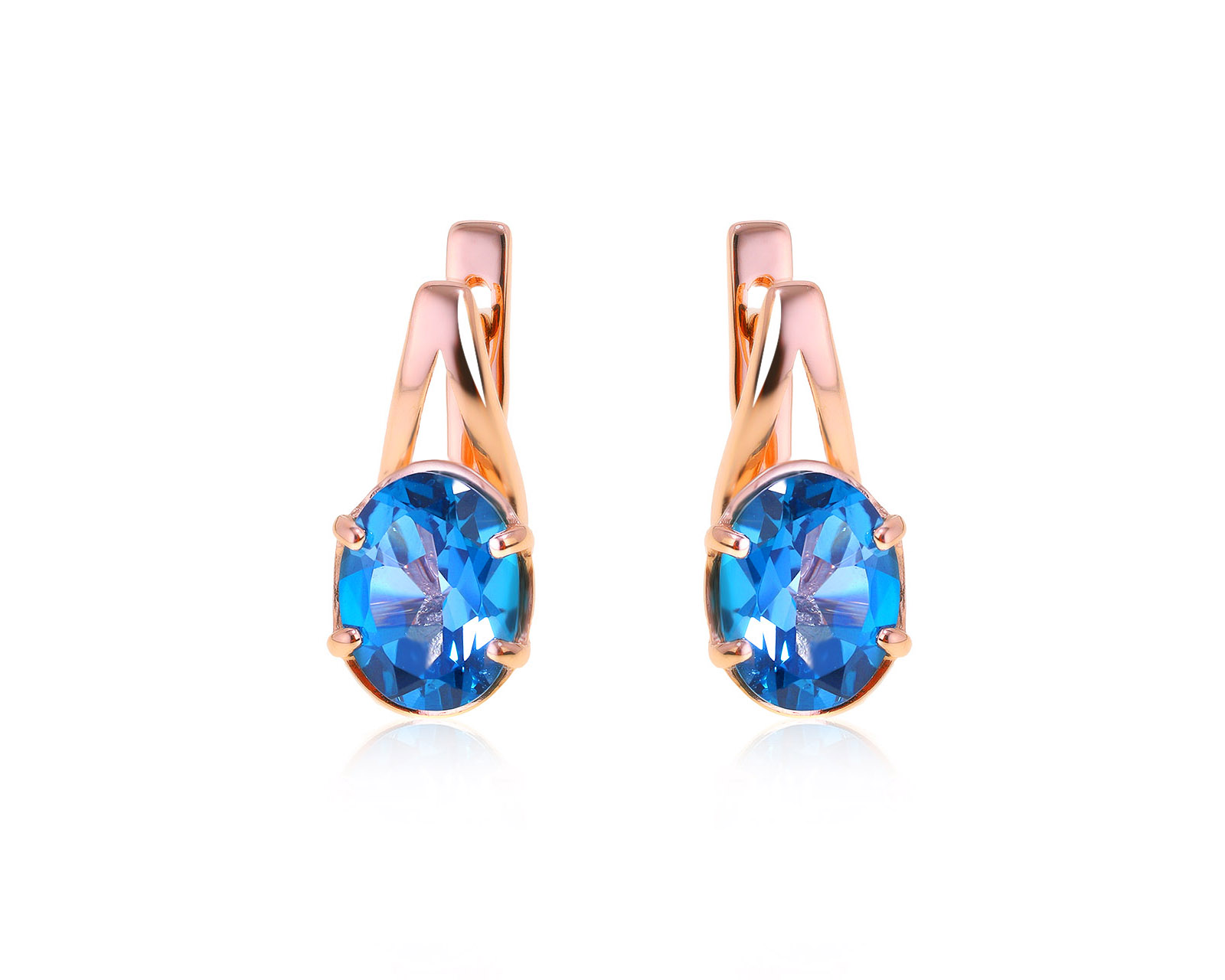 Изысканные золотые серьги с топазами 4.30ct