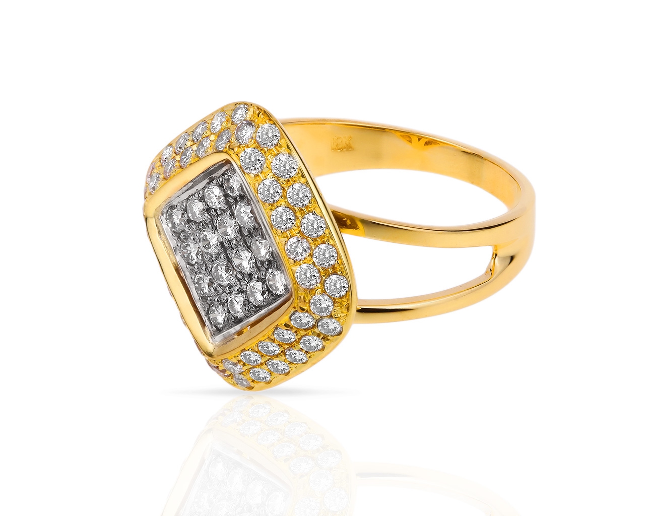 Красивое золотое кольцо с бриллиантами 0.90ct