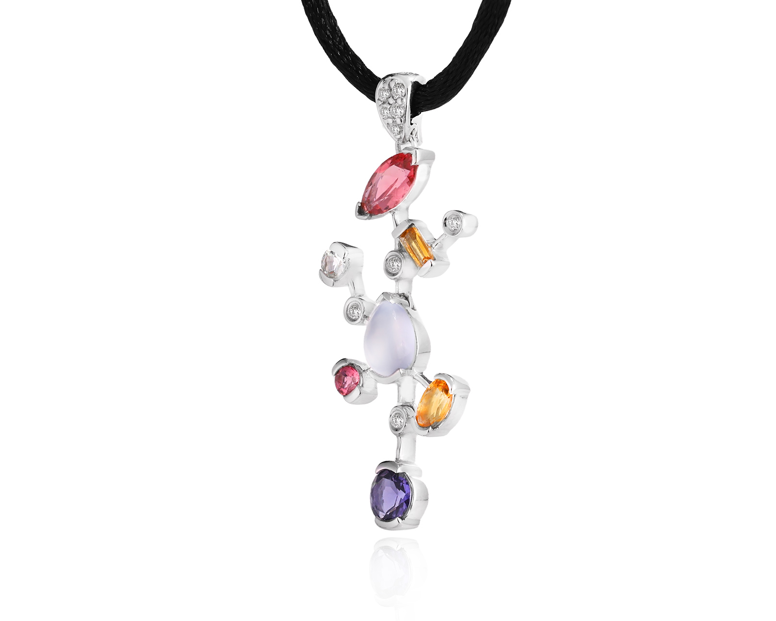 Золотой кулон с цветными камнями 1.80ct