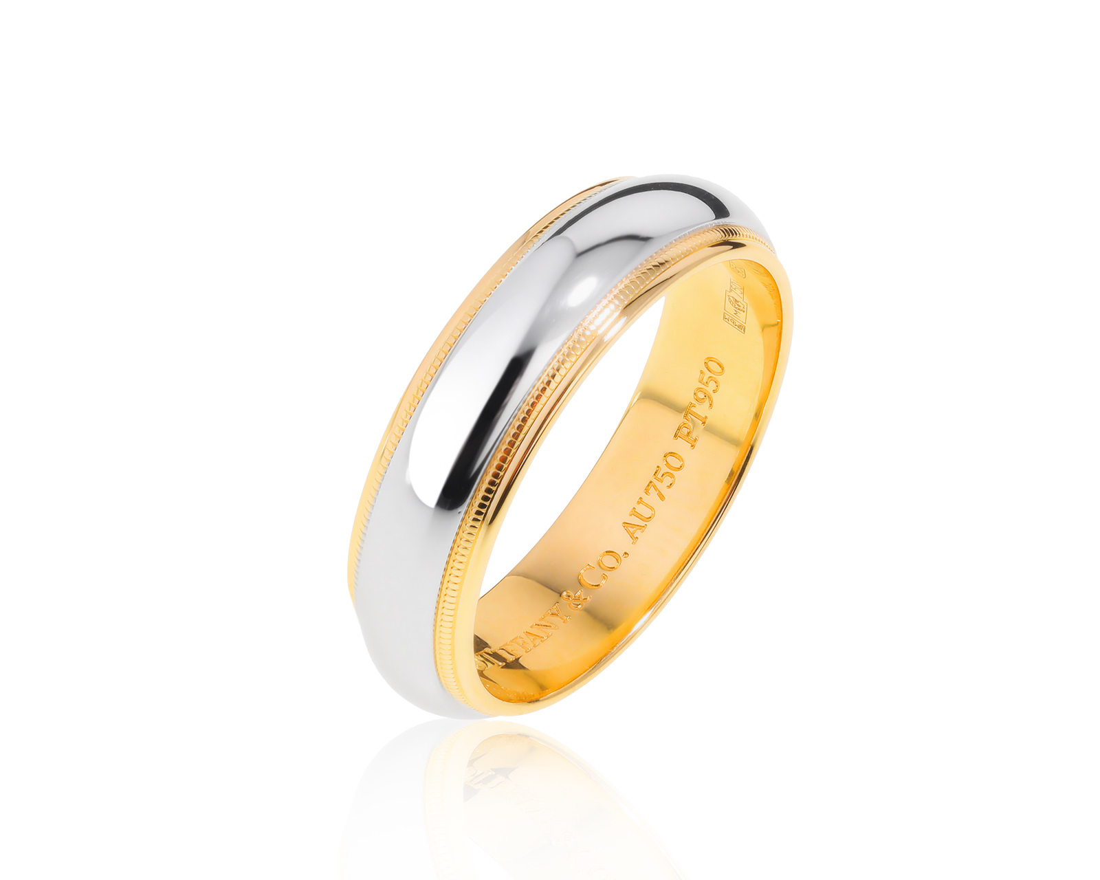 Оригинальное золотое кольцо Tiffany&Co Milgrain