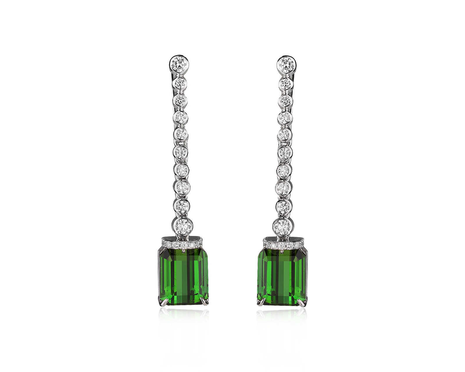 Золотые серьги с зелеными турмалинами верделитами 5.97ct Evgeny Matveev 080626/Б307