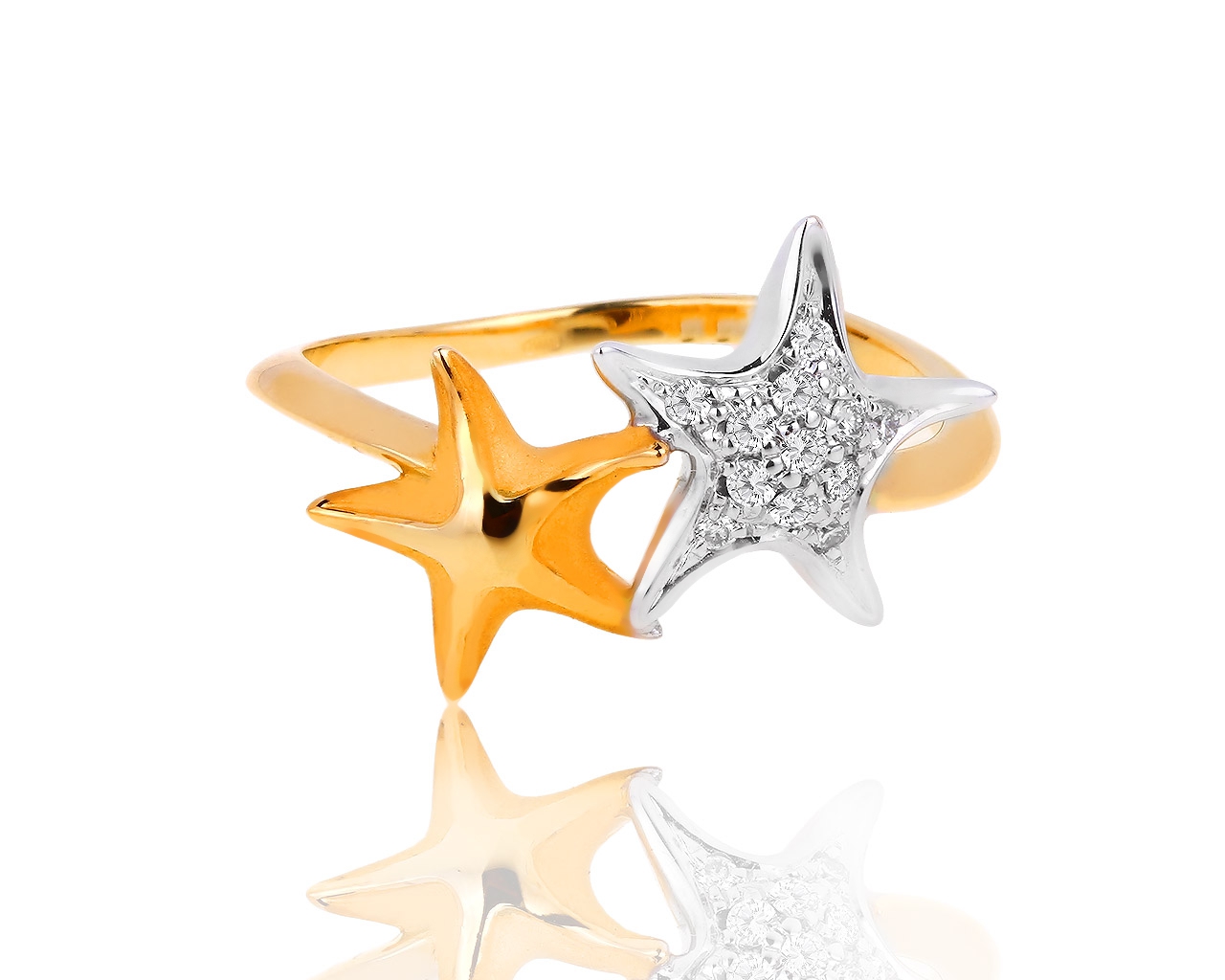 Золотое кольцо с бриллиантами 0.11ct Carrera y Carrera Starfish 180818/7