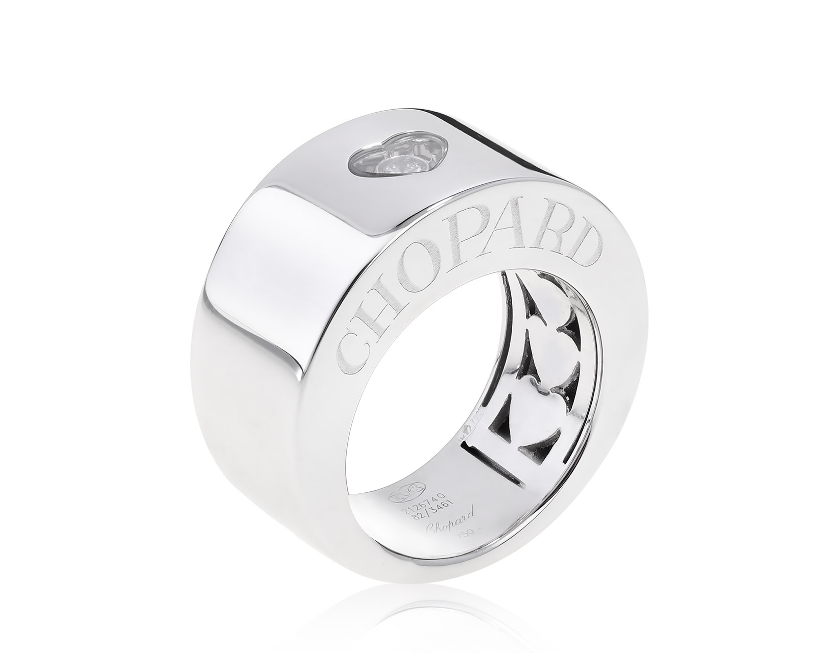 Оригинальное золотое кольцо Chopard Happy Diamond Heart Wide Band Ring 291121/1