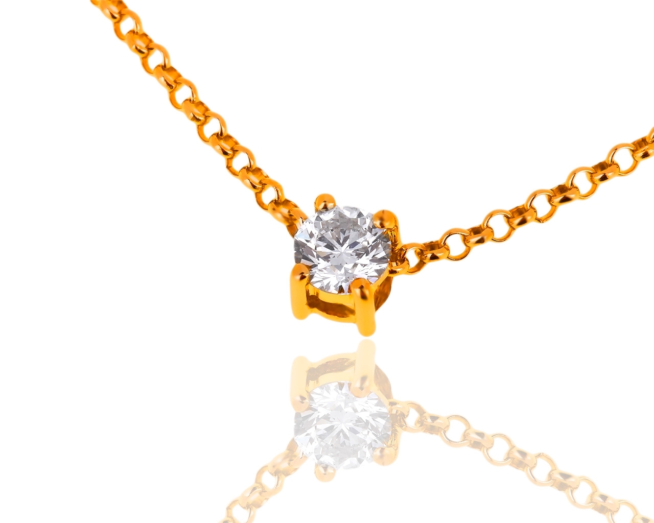Оригинальный золотой кулон с бриллиантом 0.52ct ЭПЛ Якутские бриллианты