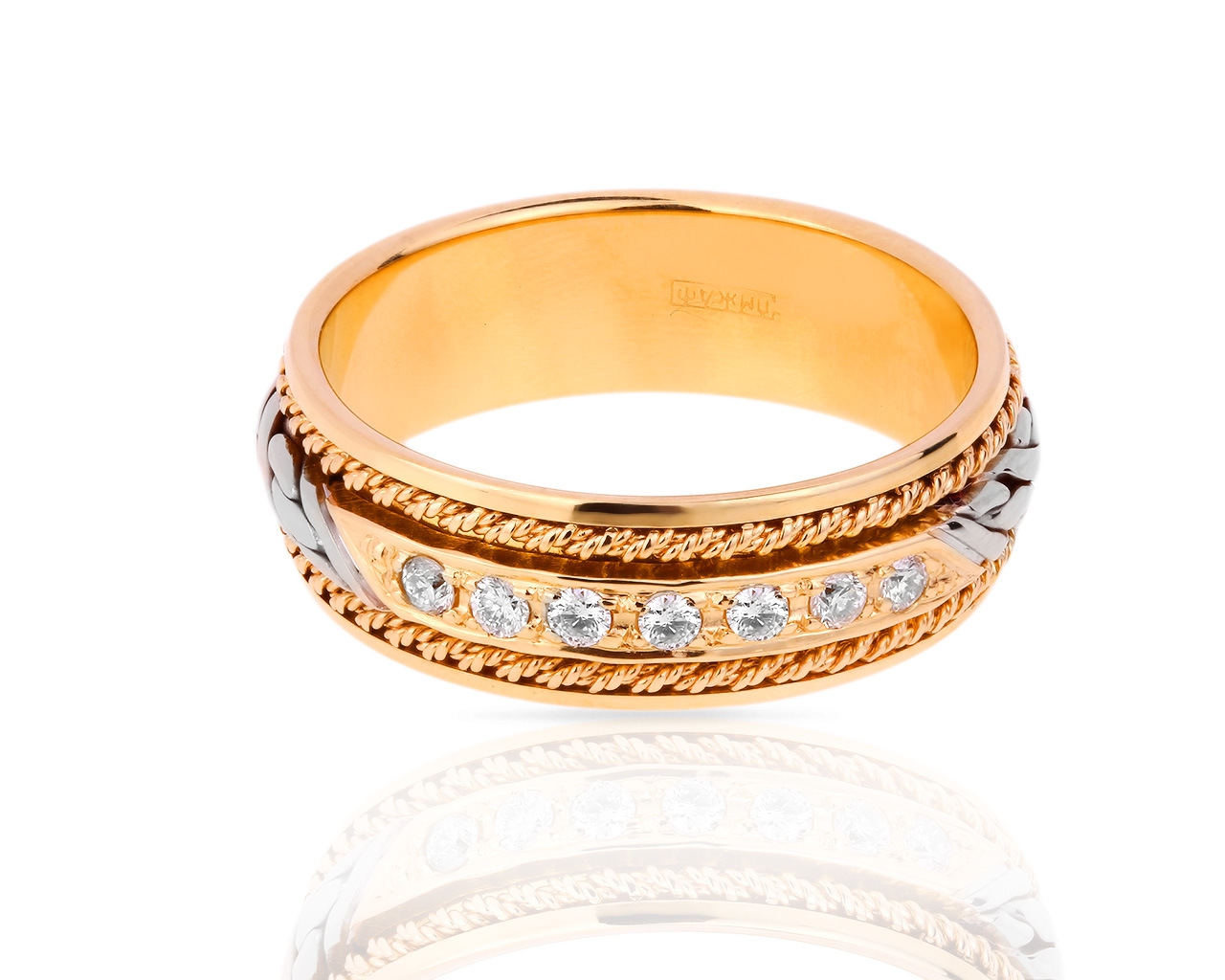 Изящное золотое кольцо с бриллиантами 0.20ct