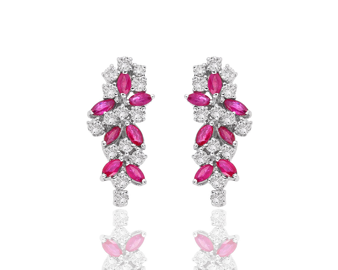 Золотые серьги с бриллиантами 1.20ct и рубинами 1.15ct 160818/4