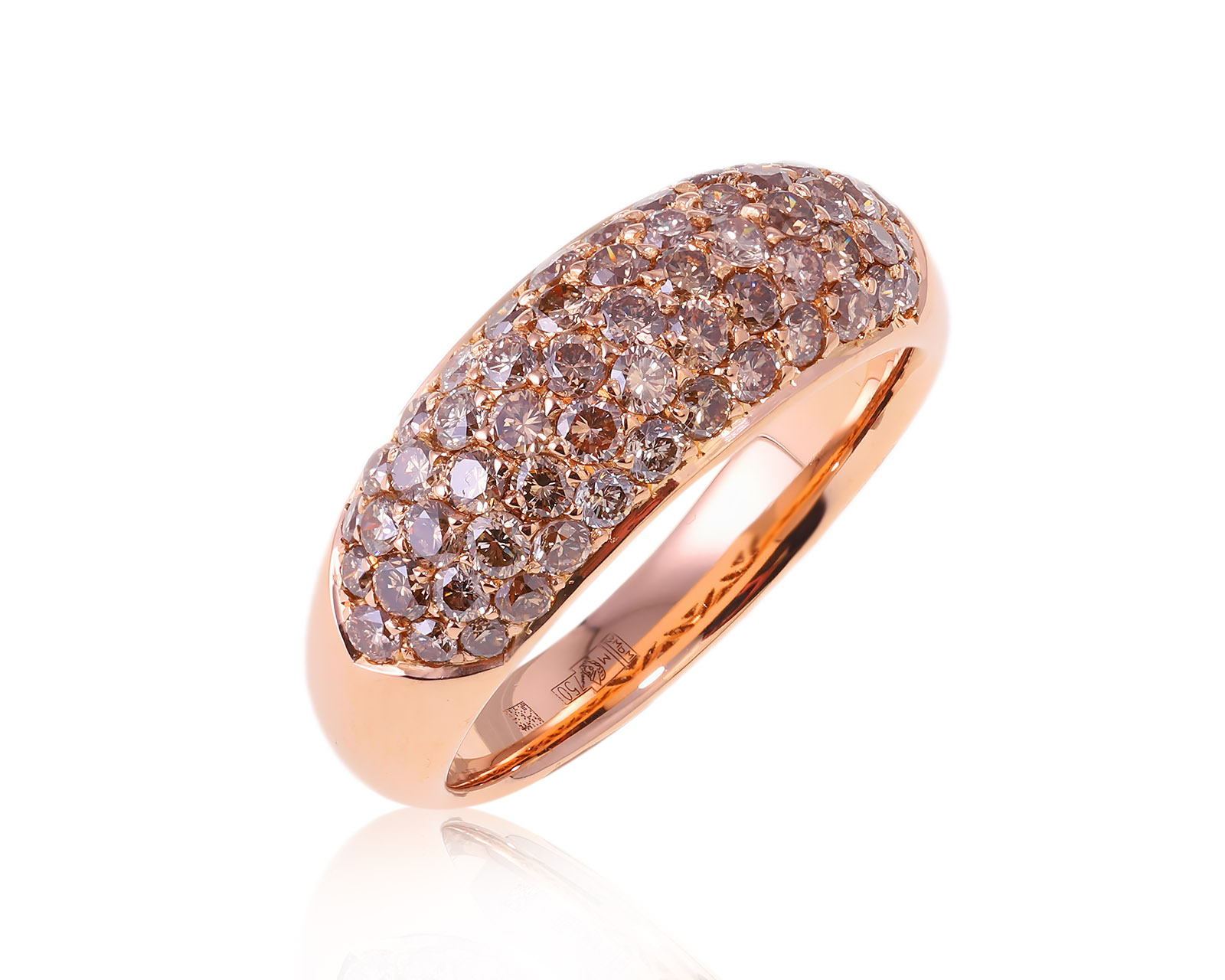 Золотое кольцо с коньячными бриллиантами 1.52ct