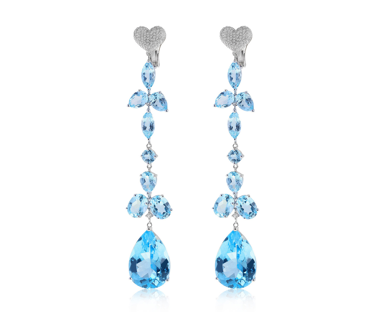 Итальянские золотые серьги с топазами 49.26ct