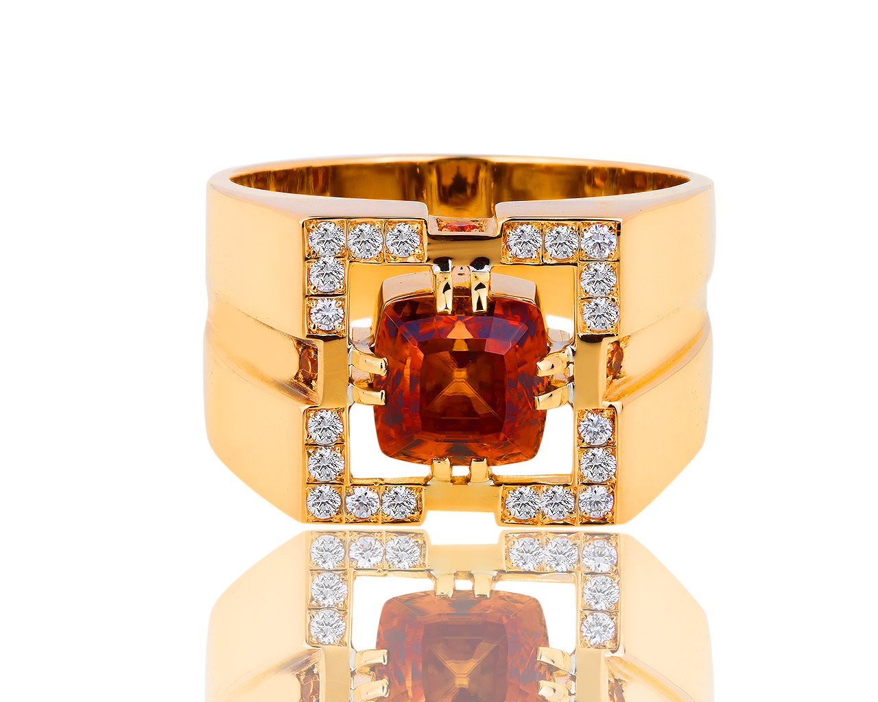 Золотое кольцо с цитрином и бриллиантами 0.30ct 170818/2