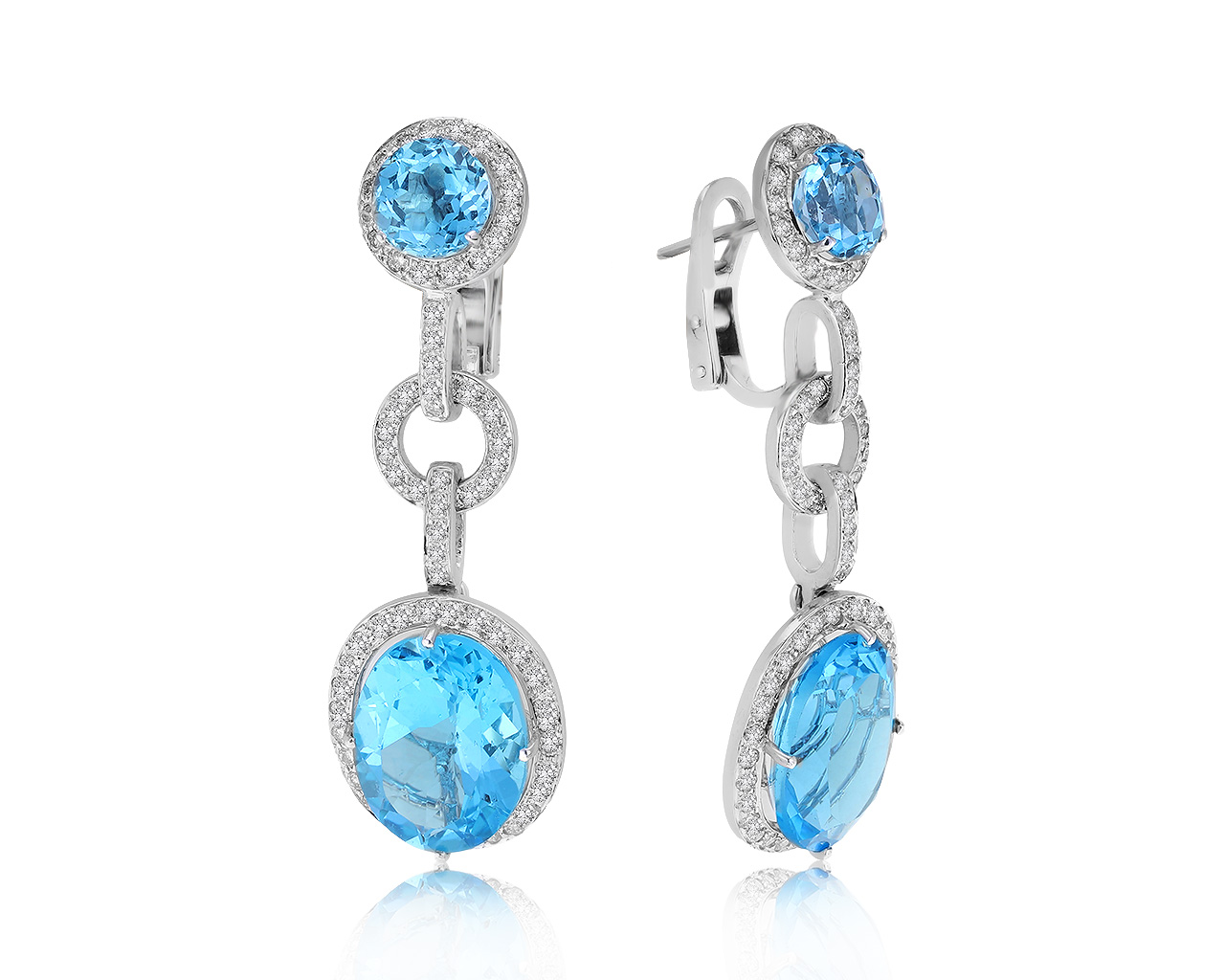 Восхитительные золотые серьги с топазами 21.66ct