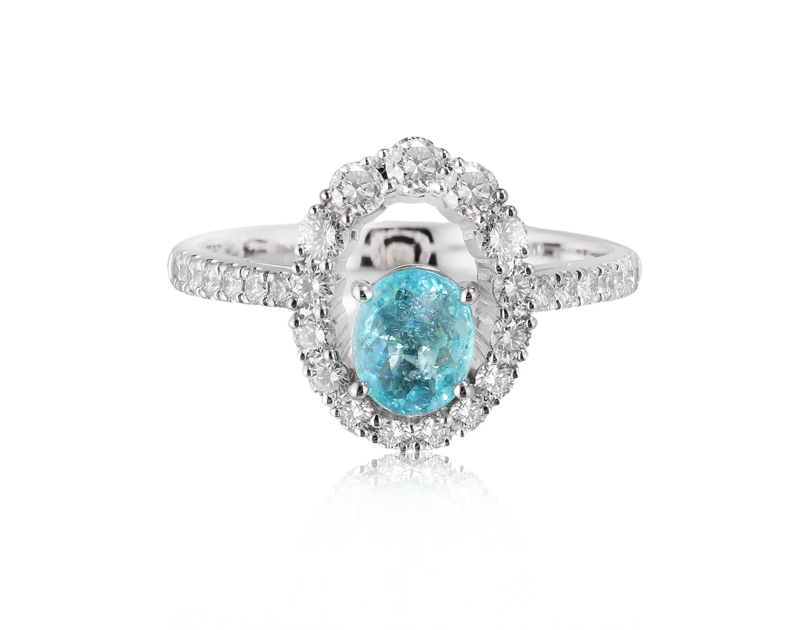 Золотое кольцо с турмалином параиба Мозамбик 0.67ct Evgeny Matveev