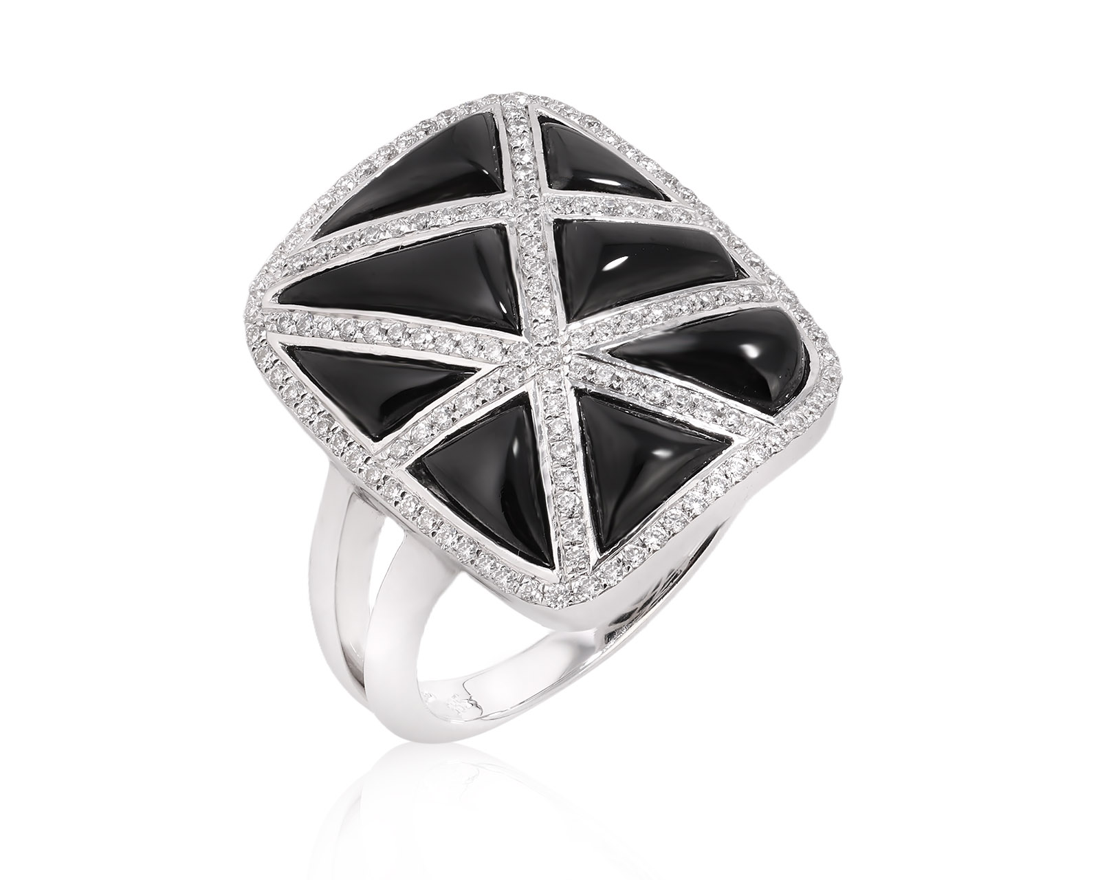 Золотое кольцо с ониксом 4.26ct и бриллиантами 0.39ct 261025/8