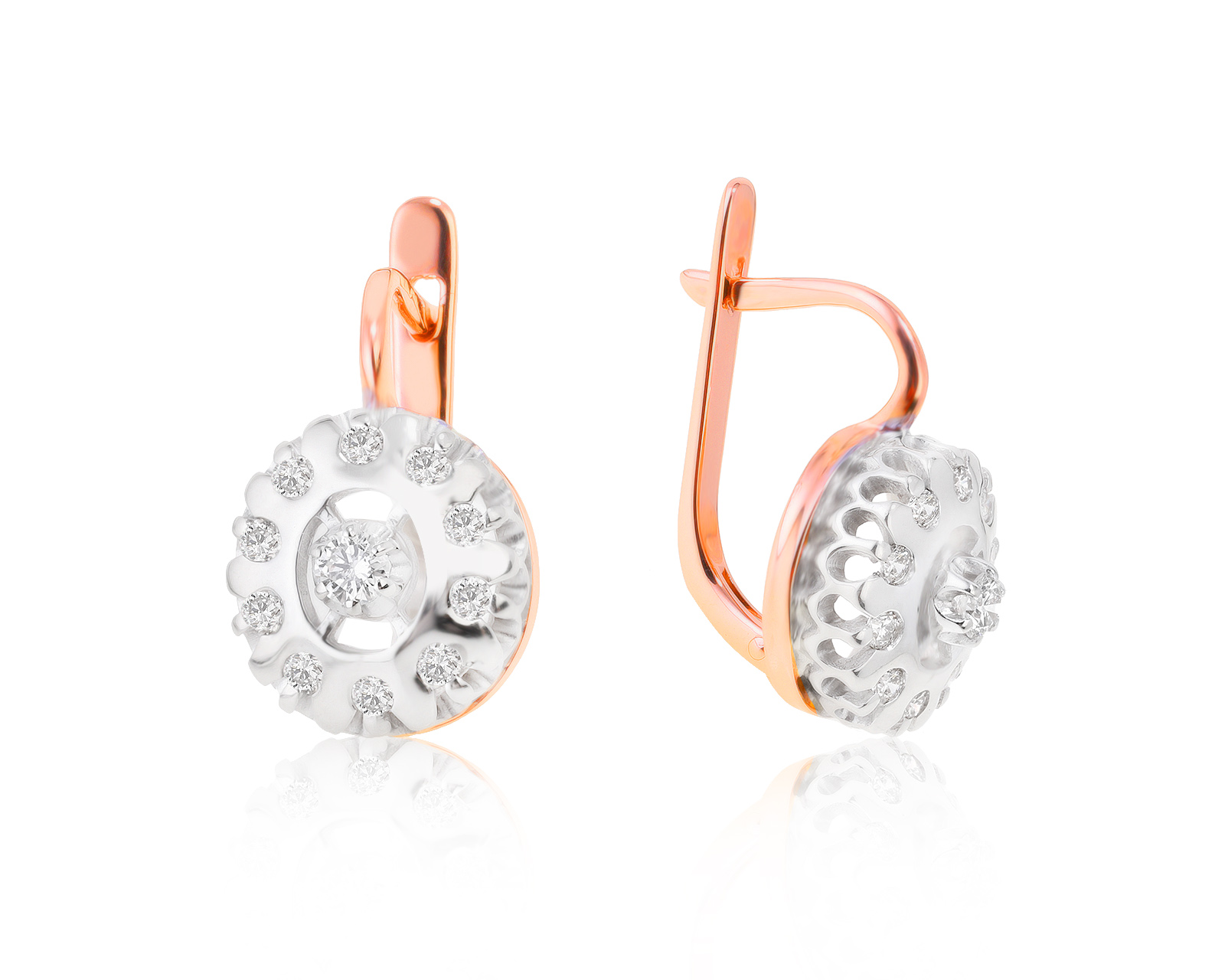 Нарядные золотые серьги с бриллиантами 0.44ct 271021/1