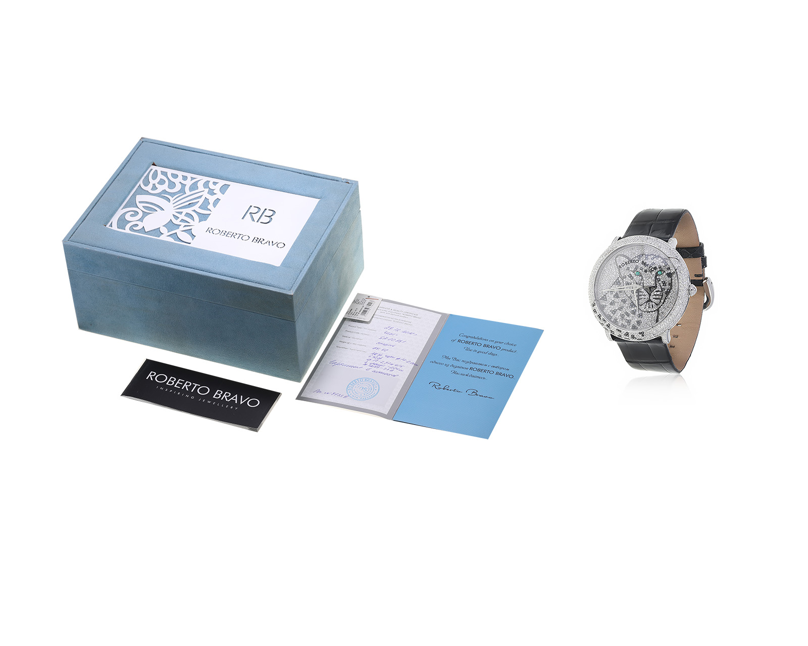 Оригинальные стальные часы с бриллиантами 3.49ct Roberto Bravo