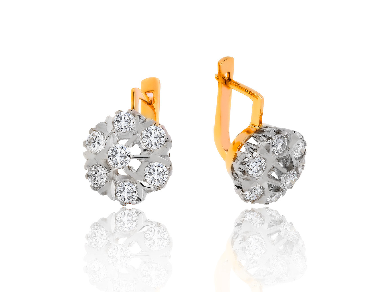 Великолепные золотые серьги с бриллиантами 1.78ct