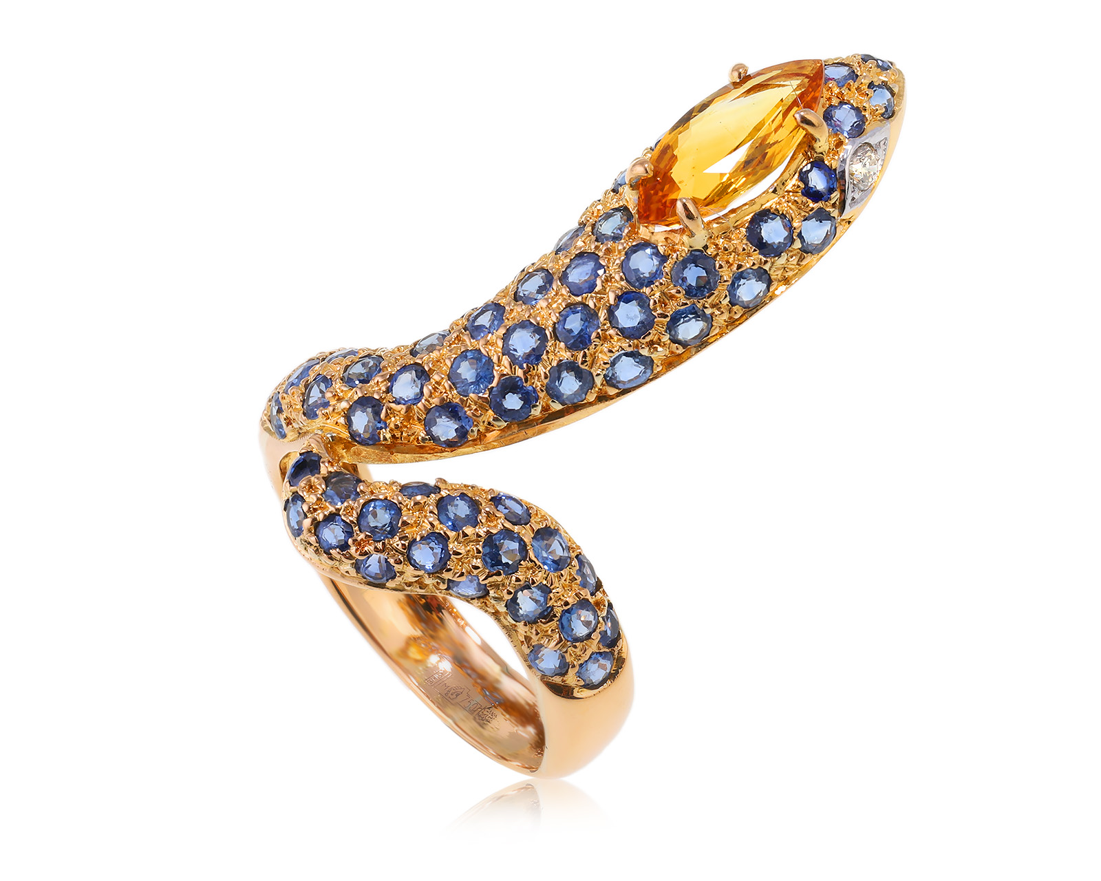 Золотое кольцо с сапфирами 4.47ct и бриллиантами 0.09ct 171123/4
