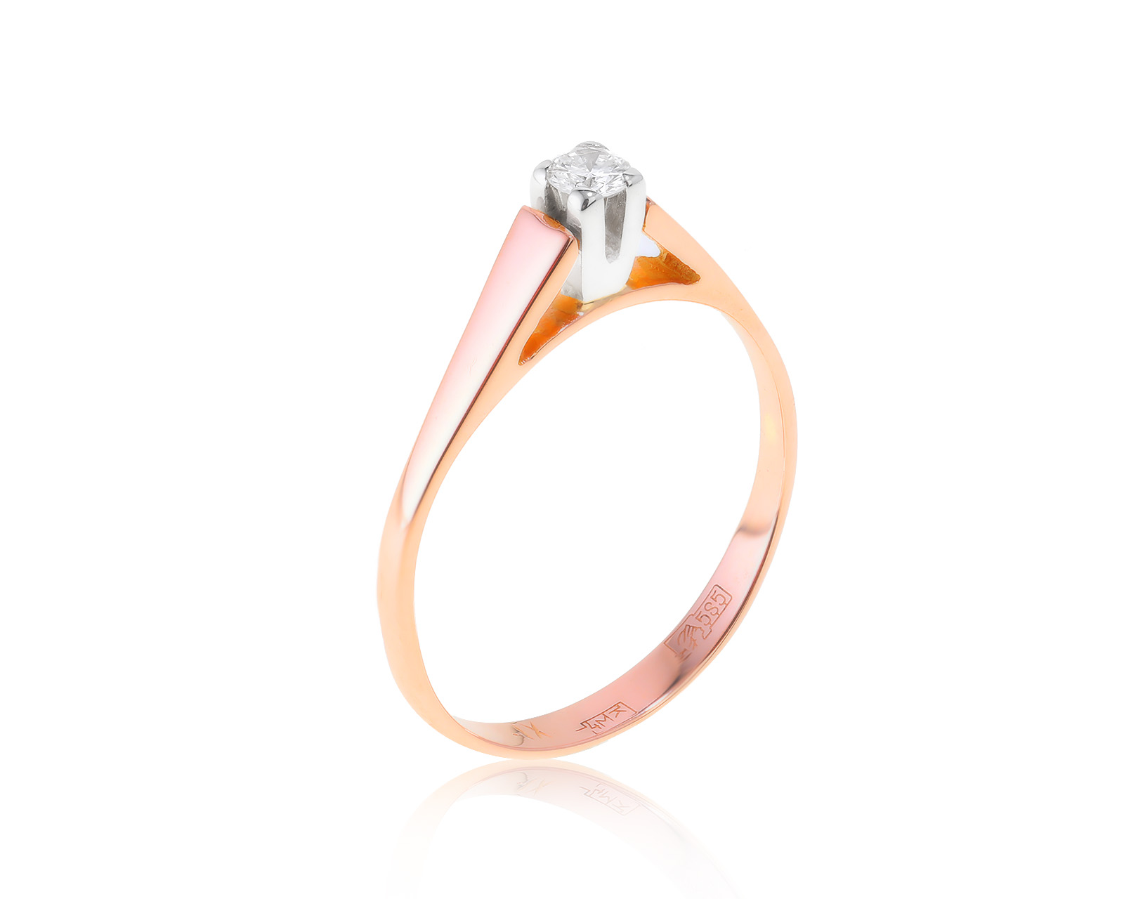 Изящное золотое кольцо с бриллиантом 0.10ct 120522/1