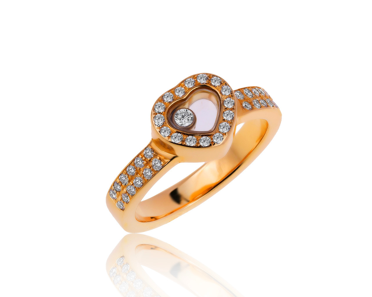 Оригинальное золотое кольцо с бриллиантами 0.35ct Chopard