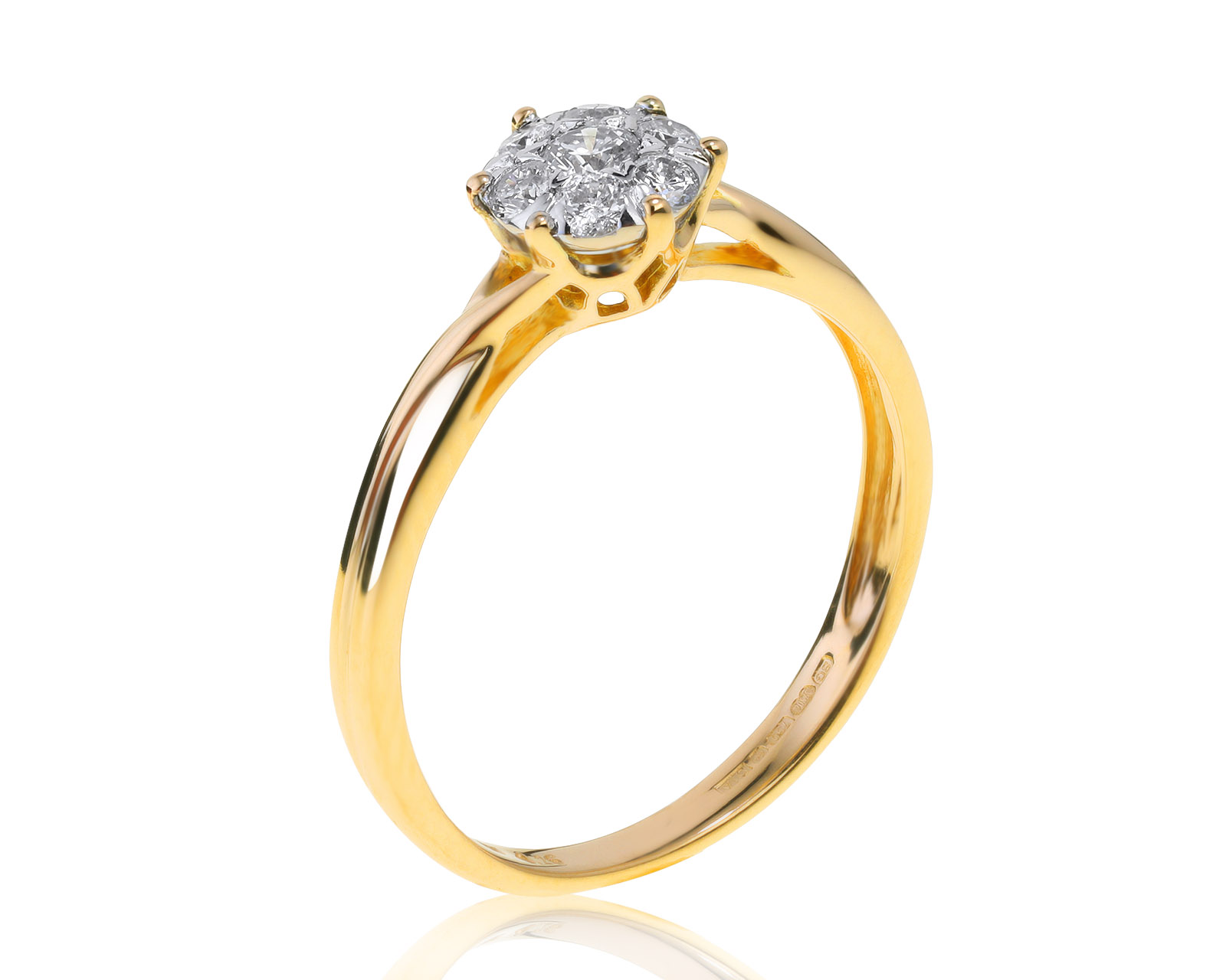 Красивое золотое кольцо с бриллиантами 0.26ct