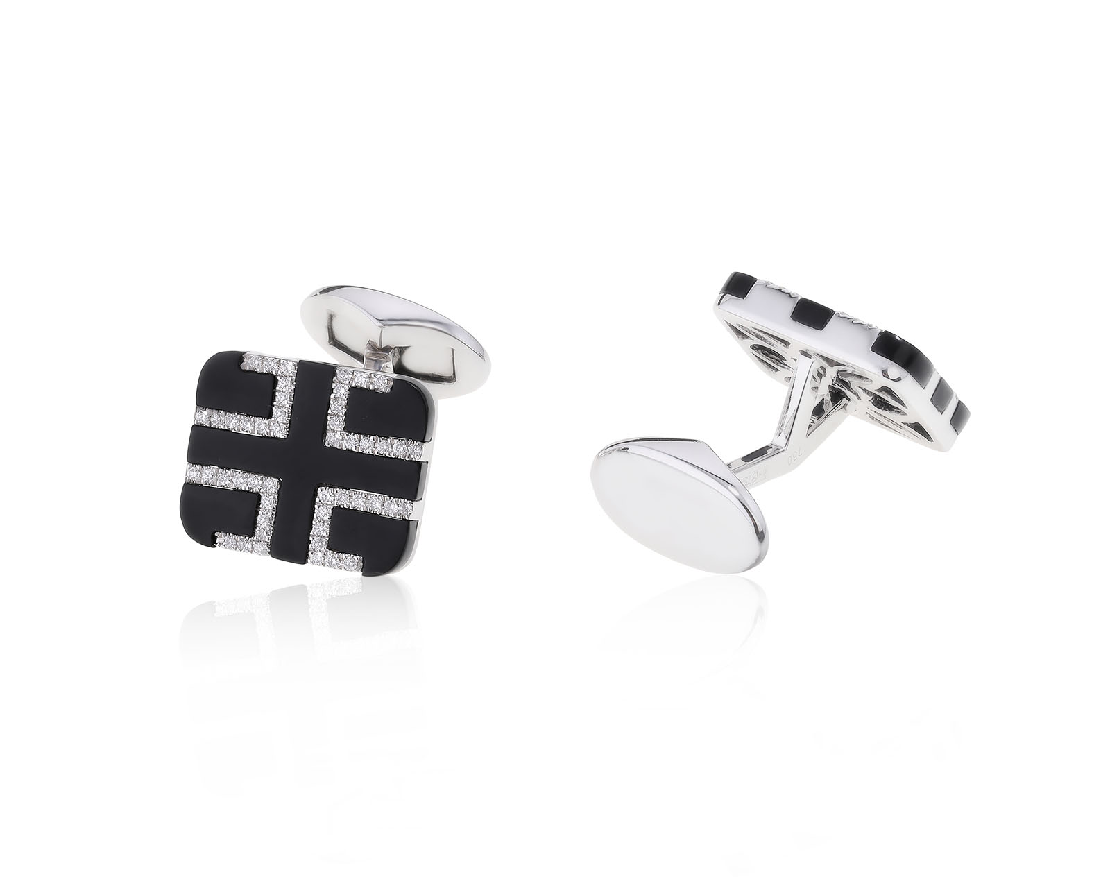 Стильные золотые запонки с черным ониксом 6.02ct 300322/1 Стильные золотые запонки с черным ониксом 6.02ct 300322/1
