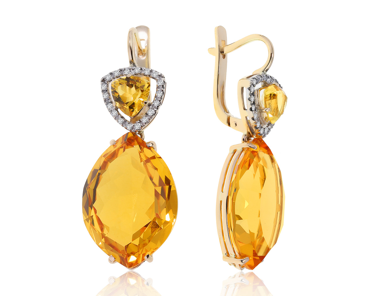 Потрясающие золотые серьги с цитринами 44.42ct 160421/9