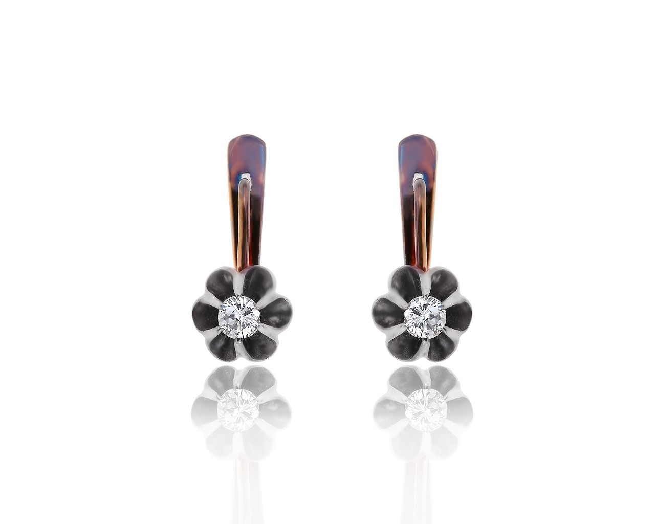 Миниатюрные золотые серьги с бриллиантами 0.34ct 090819/51 Миниатюрные золотые серьги с бриллиантами 0.34ct 090819/51