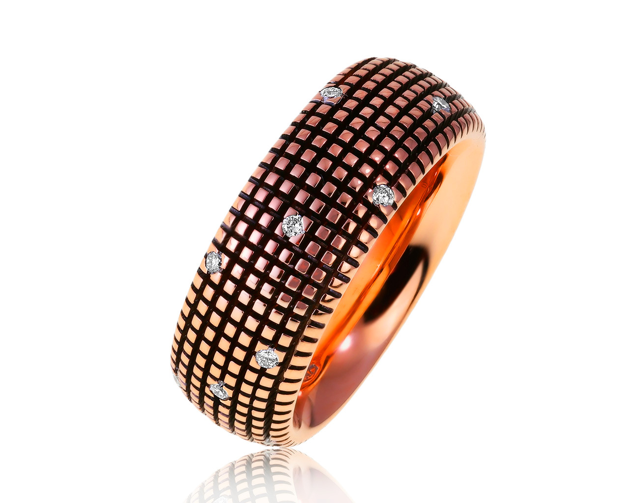 Оригинальное золотое кольцо с бриллиантами 0.14ct Damiani Metropalitan