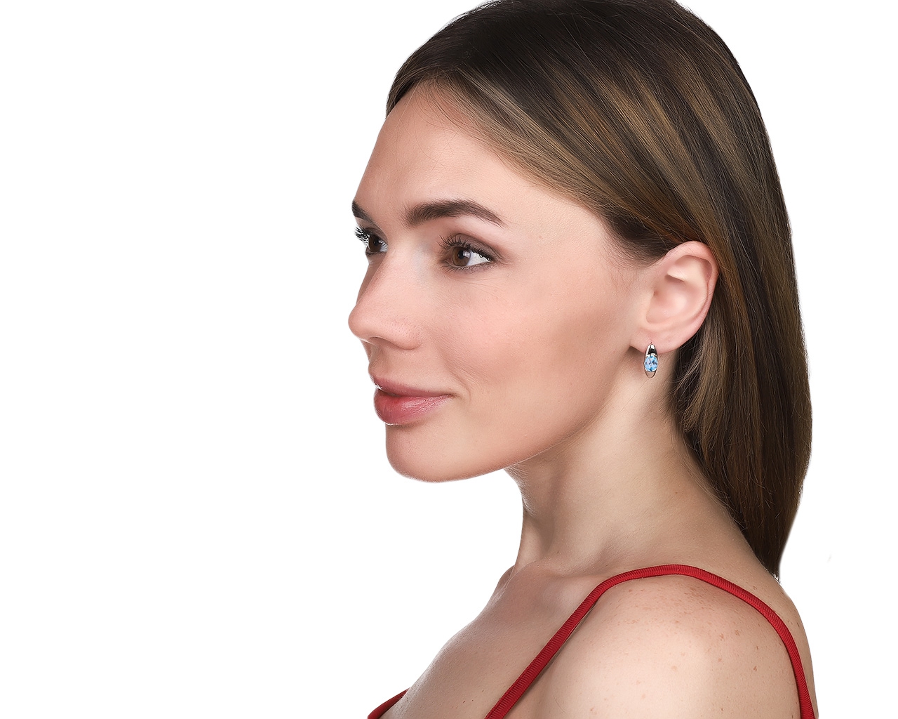 Модные золотые серьги с топазами 2.72ct