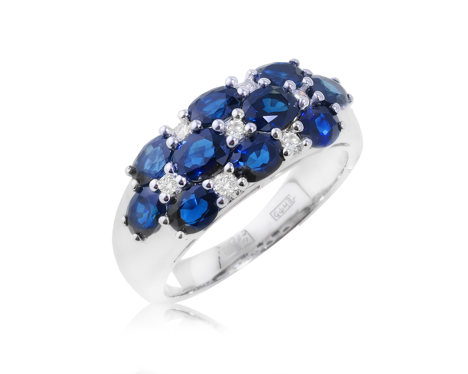 Золотое кольцо с сапфирами 2.50ct и бриллиантами 0.21ct 160124/7