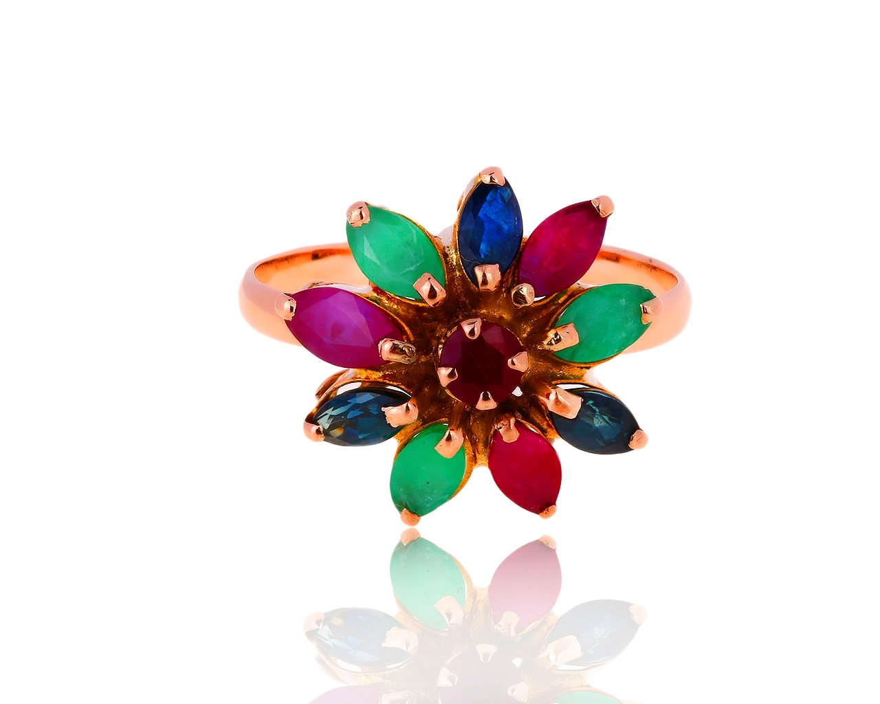 Красивое золотое кольцо с рубинами 0.65ct 100916/3