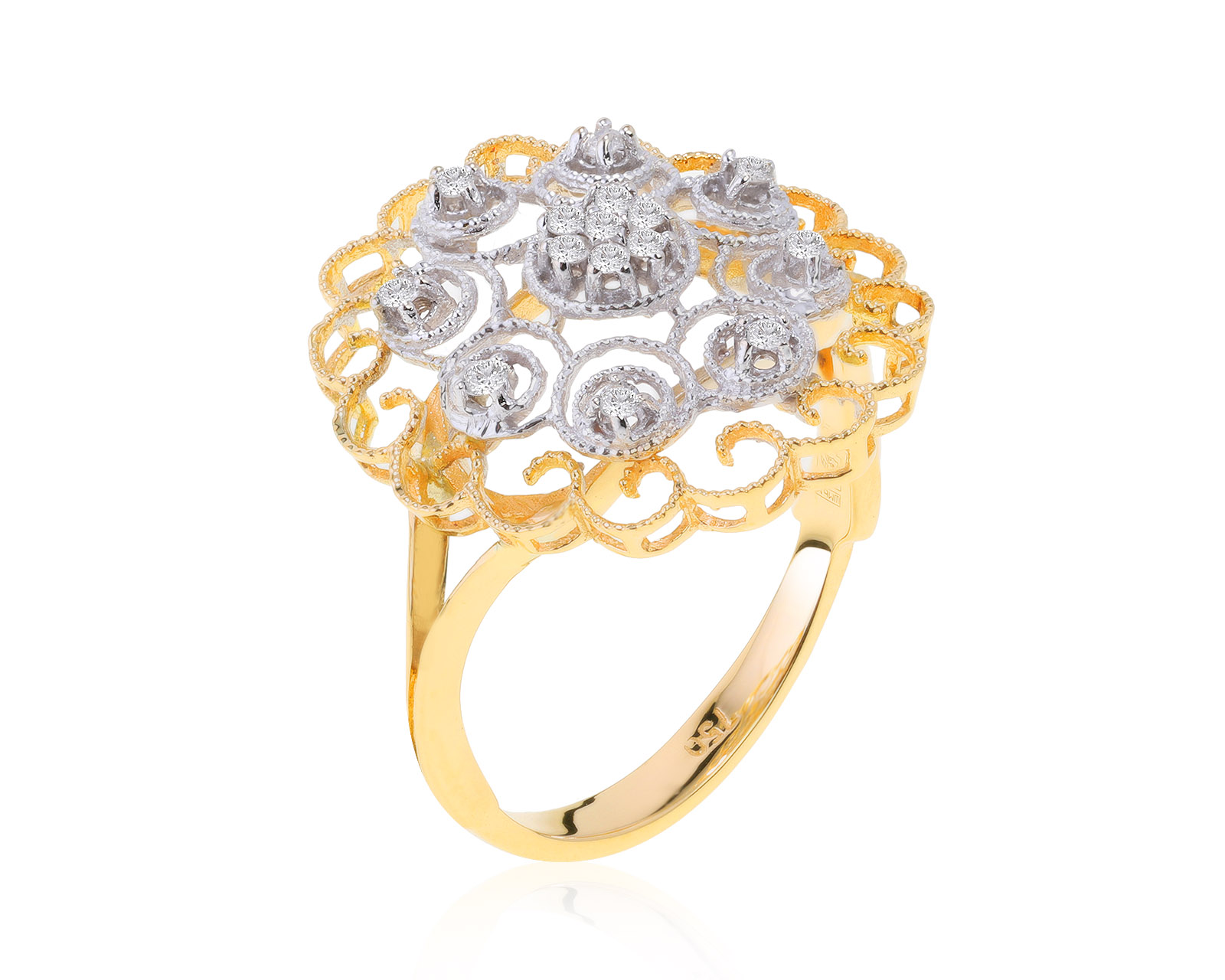 Прекрасное золотое кольцо с бриллиантами 0.18ct 181221/13