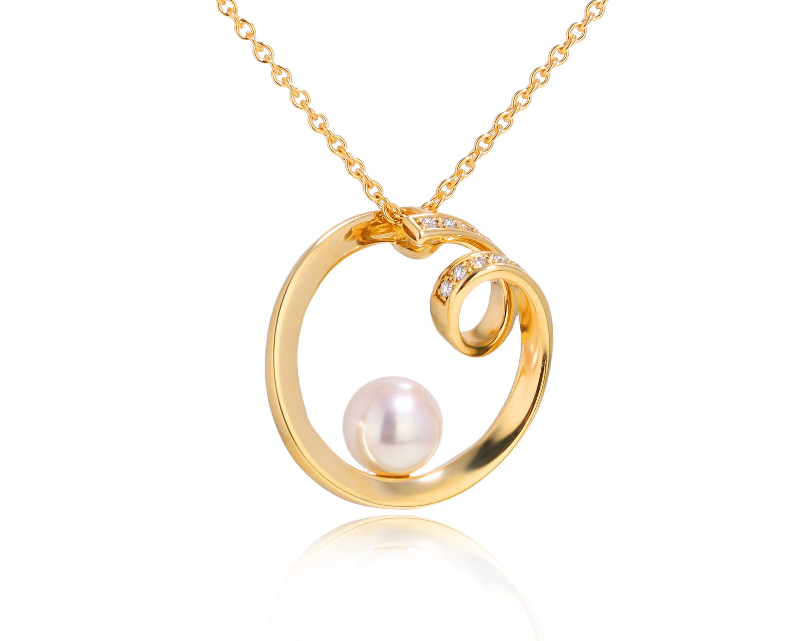 Оригинальный золотой кулон с жемчугом Акойя 7.45 мм Mikimoto 131125/1
