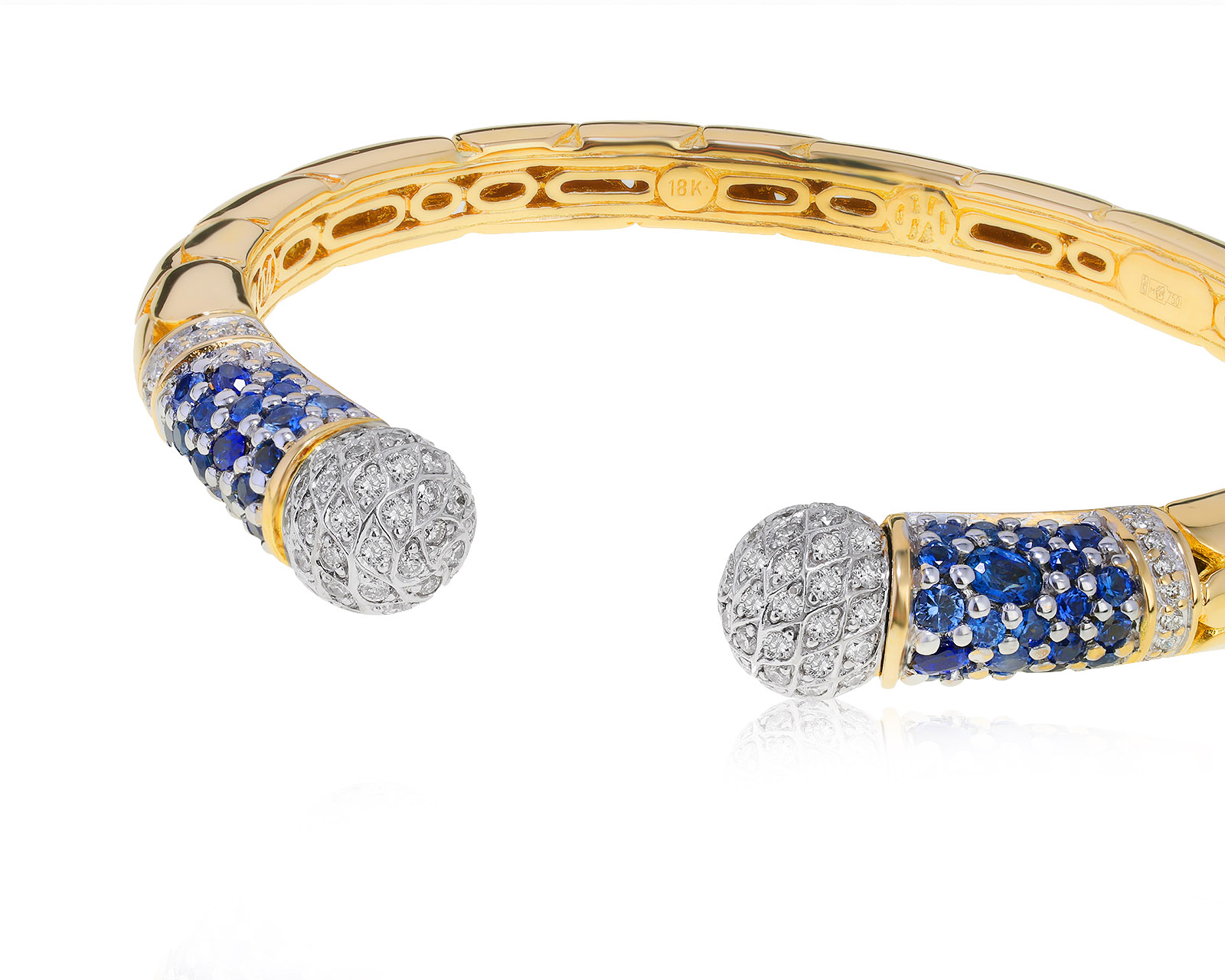 Потрясающий золотой браслет с сапфирами 3.09ct