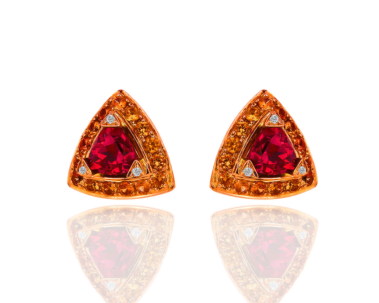 Оригинальные золотые серьги с турмалинами, бриллиантами 0,02ct и сапфирами Mauboussin 250419/16