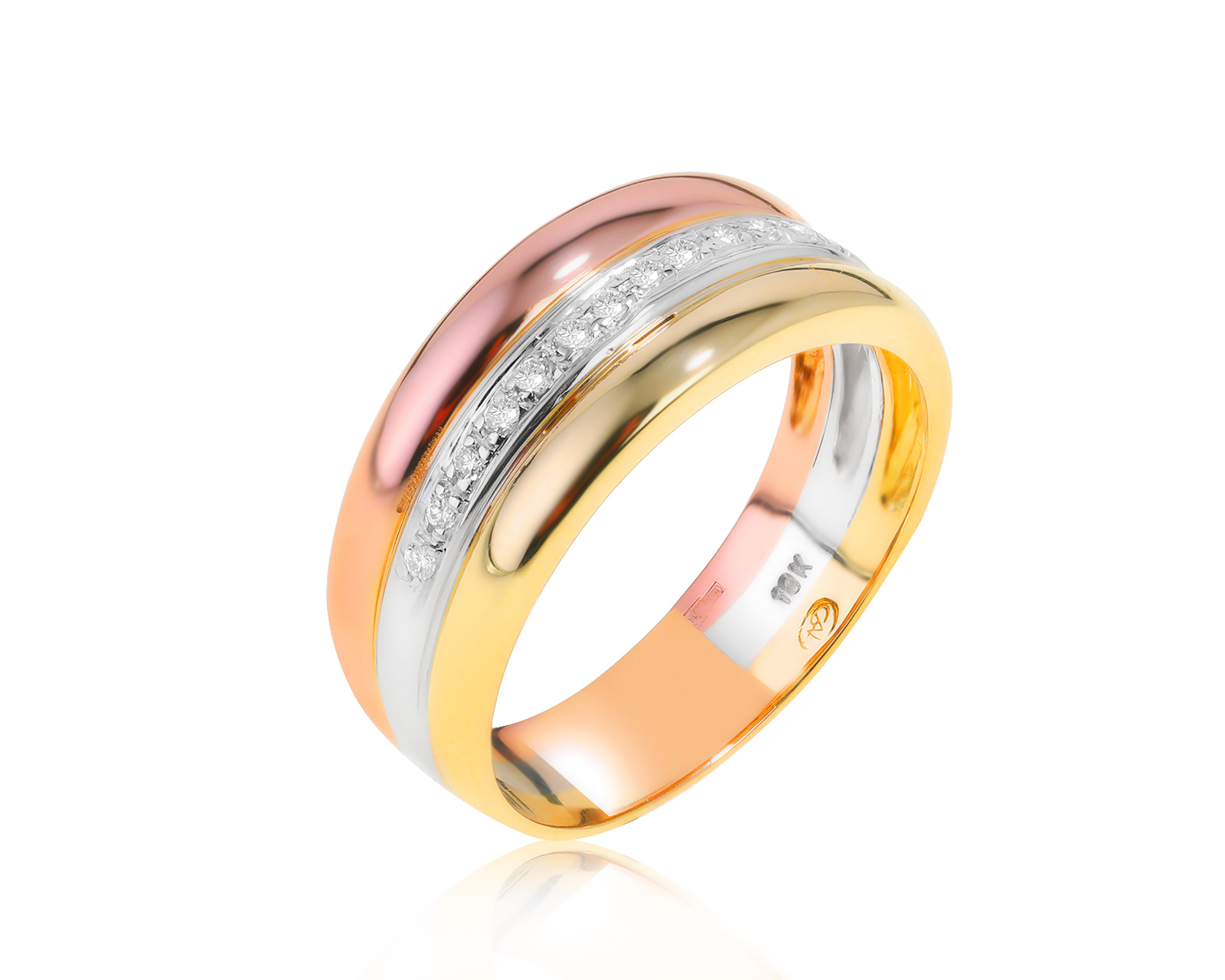 Стильное золотое кольцо с бриллиантами 0.13ct 251221/3 Стильное золотое кольцо с бриллиантами 0.13ct 251221/3