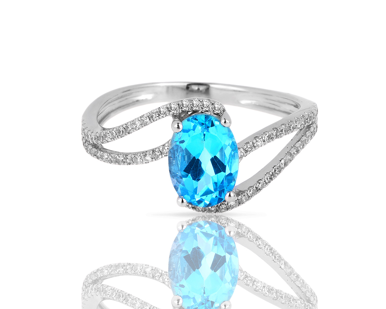 Золотое кольцо с топазом и бриллиантами 0.20ct 100418/6