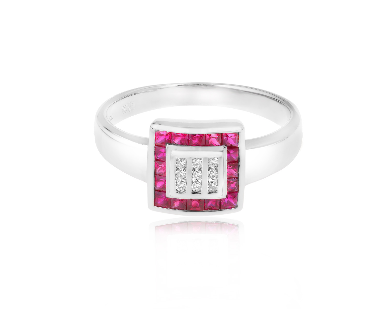 Золотое кольцо с рубинами 0.48ct и бриллиантами 0.05ct 170524/11