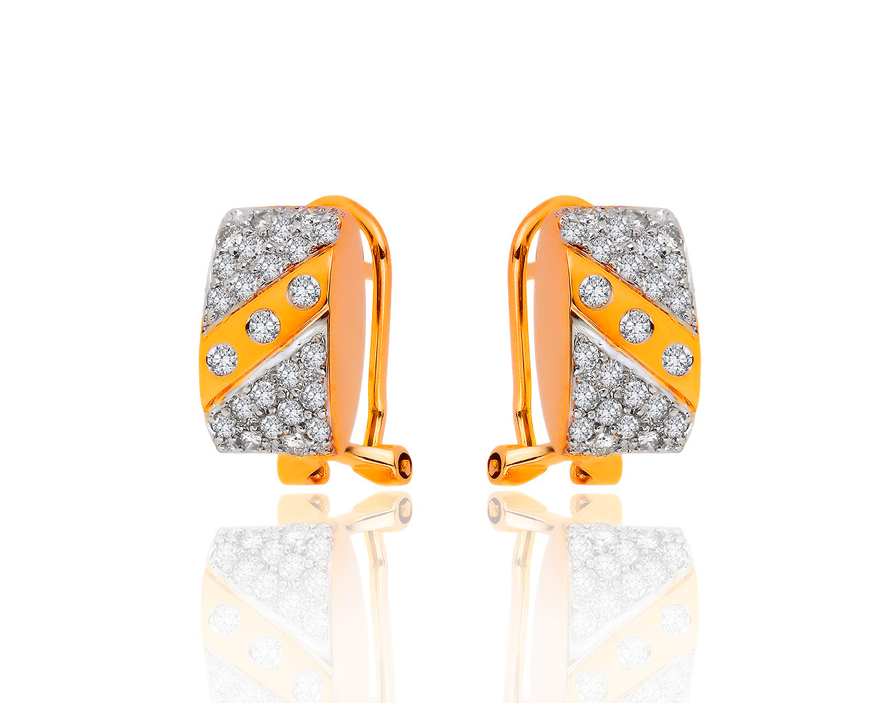 Царские золотые серьги с бриллиантами 0.70ct 160519/2