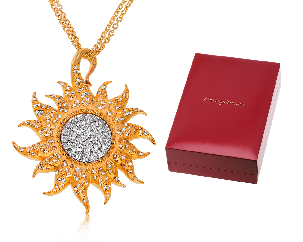 Оригинальный золотой кулон с бриллиантами 2.20ct Carrera y Carrera Sol Y Sombra